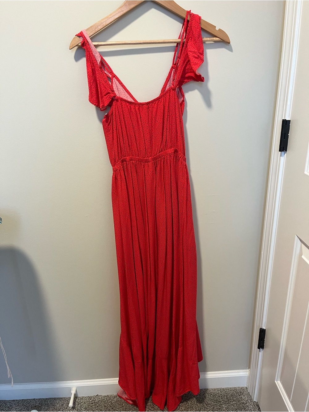 Express Red Ruffle High-Low Maxi Dress - Picture 3 of 3